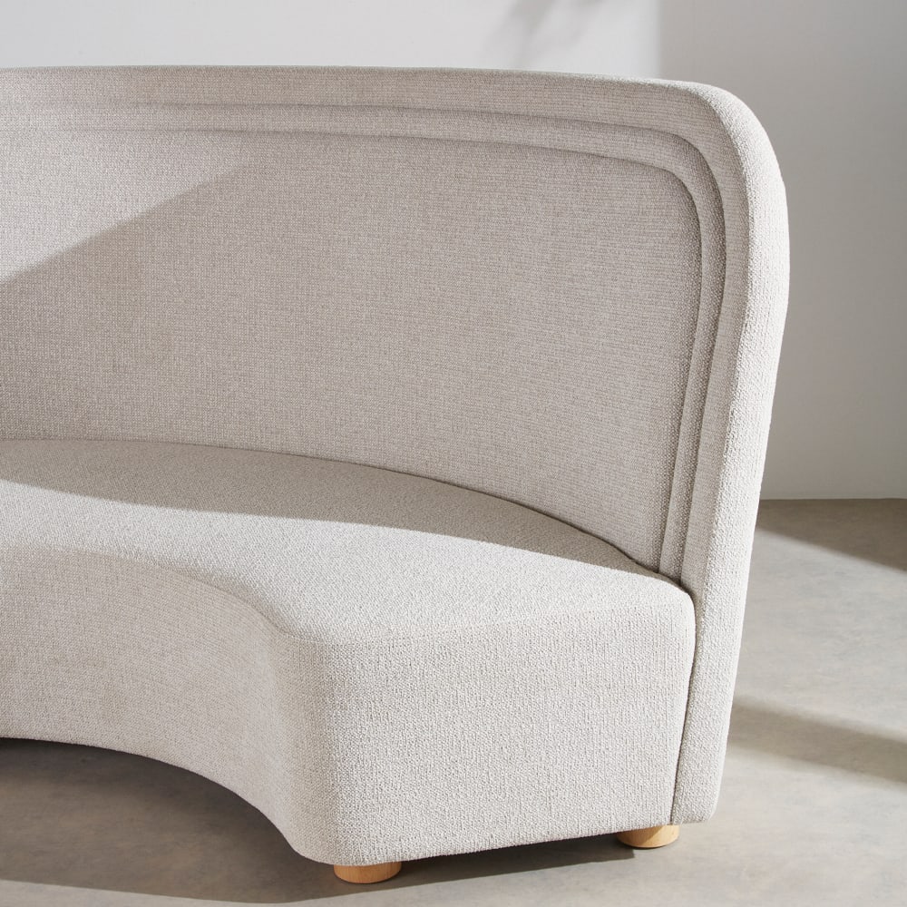 Banquette ronde professionnelle 3/4 places en tissu polyester beige chiné — vue 4