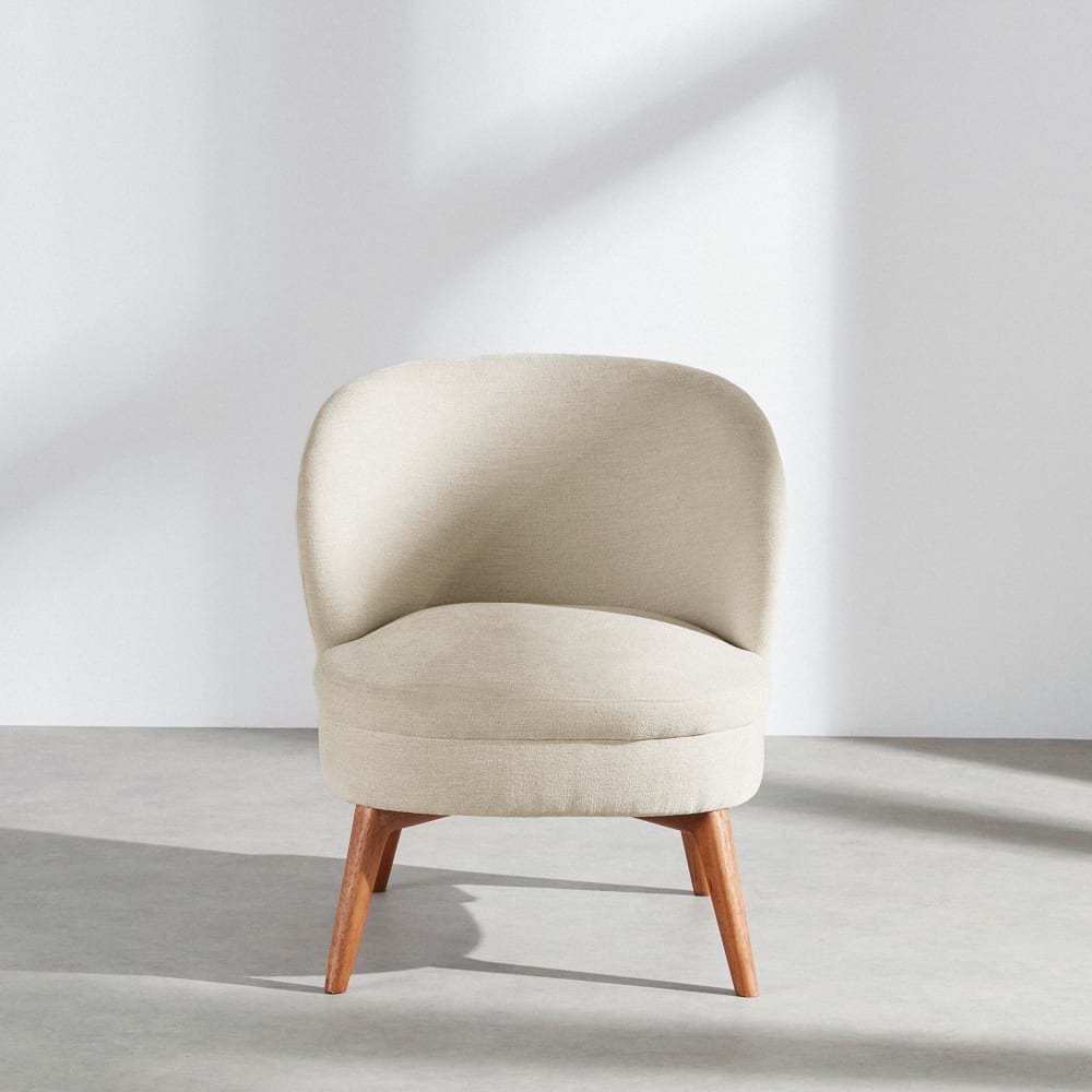 Fauteuil effet lin beige — vue 3