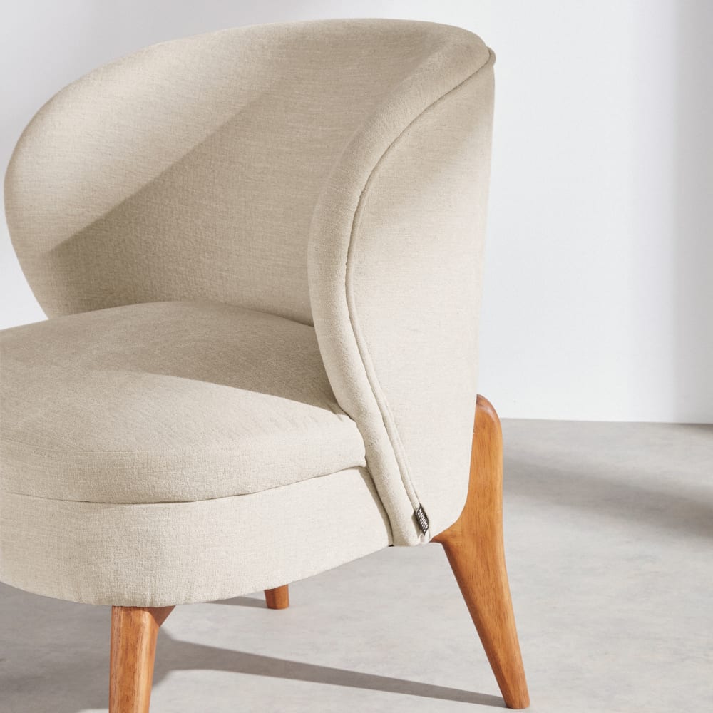 Fauteuil effet lin beige — vue 4