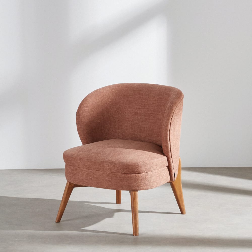 Fauteuil effet lin coloris argile
