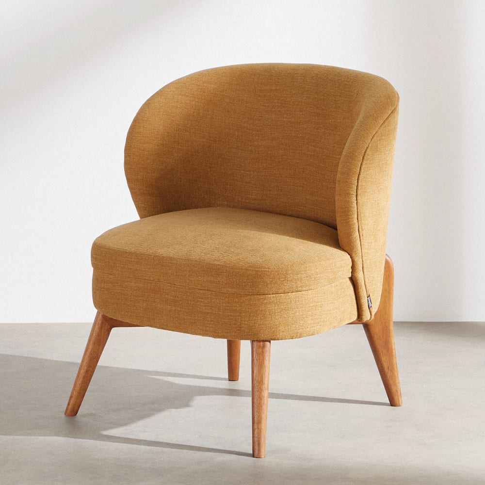 fauteuil effet lin ocre
