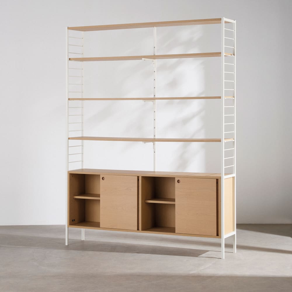 Etagère 4 portes et acier écru, L153 cm — vue 3