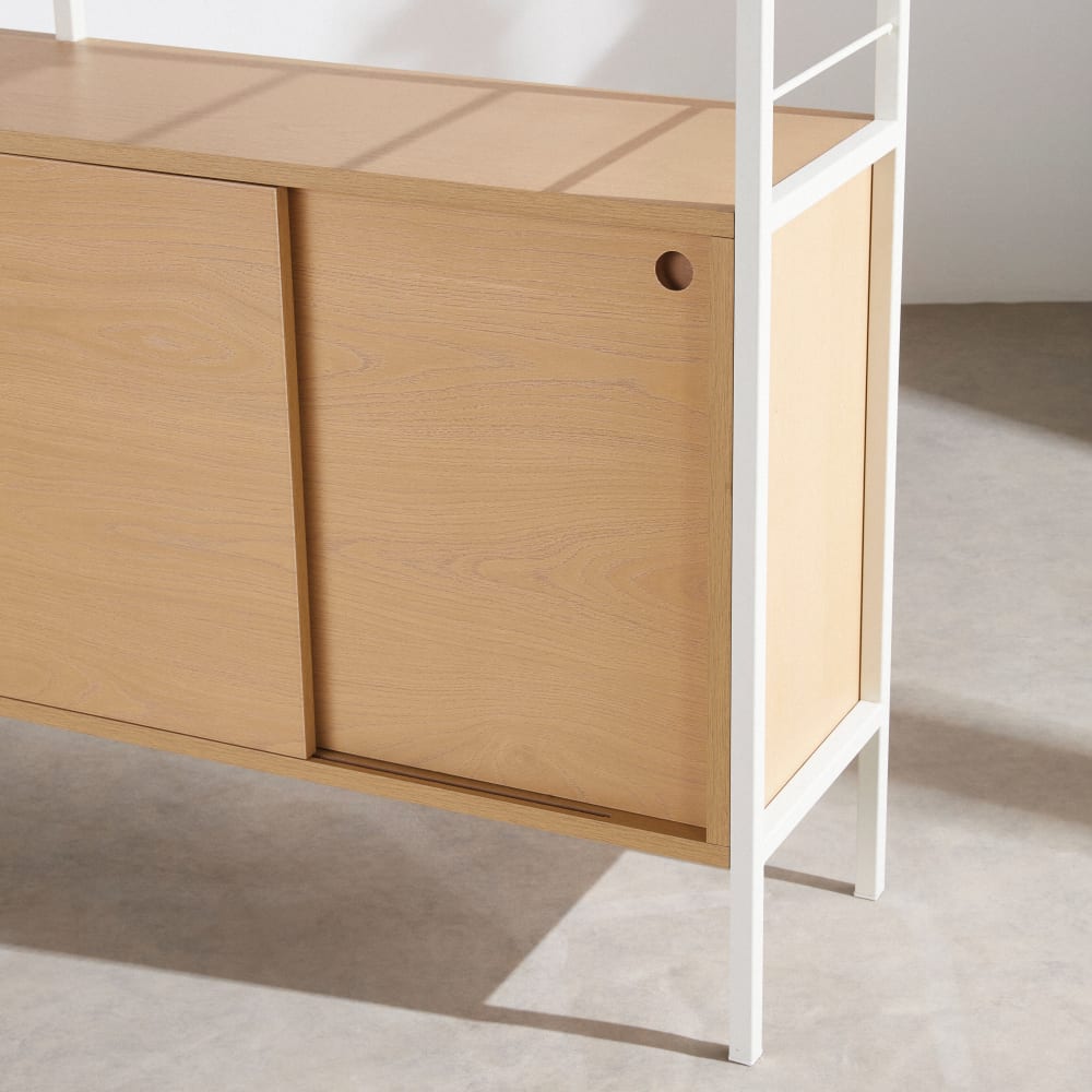 Etagère 4 portes et acier écru, L153 cm — vue 4