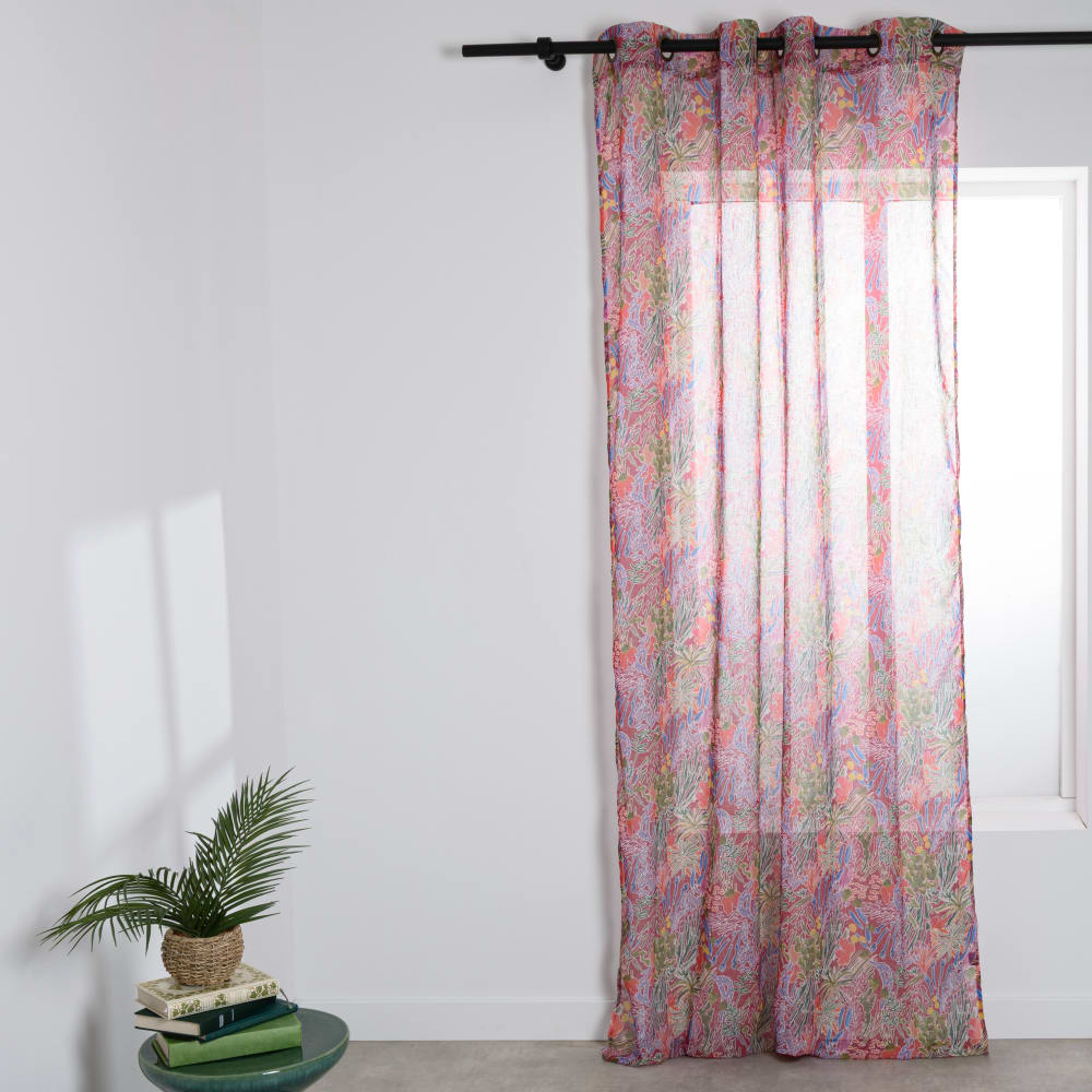 Rideau à oeillet motif floral multicolore à l'unité 140x250