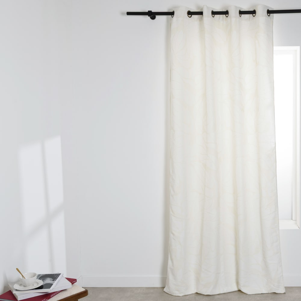 Rideau à œillets tissé jacquard à motifs floraux, 140x250 (vendu à l'unité)