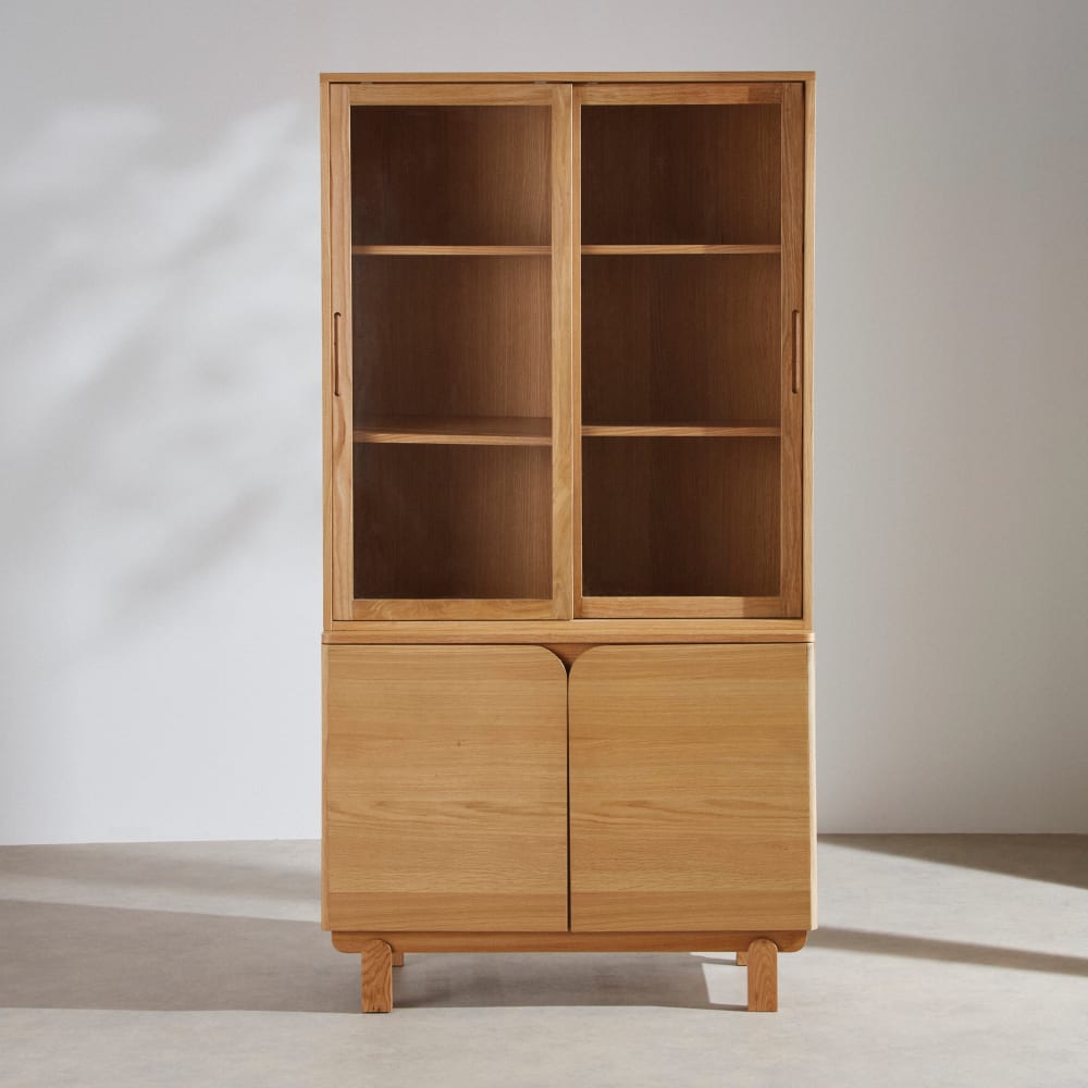 Vaisselier en chêne et placage chêne, L100 cm