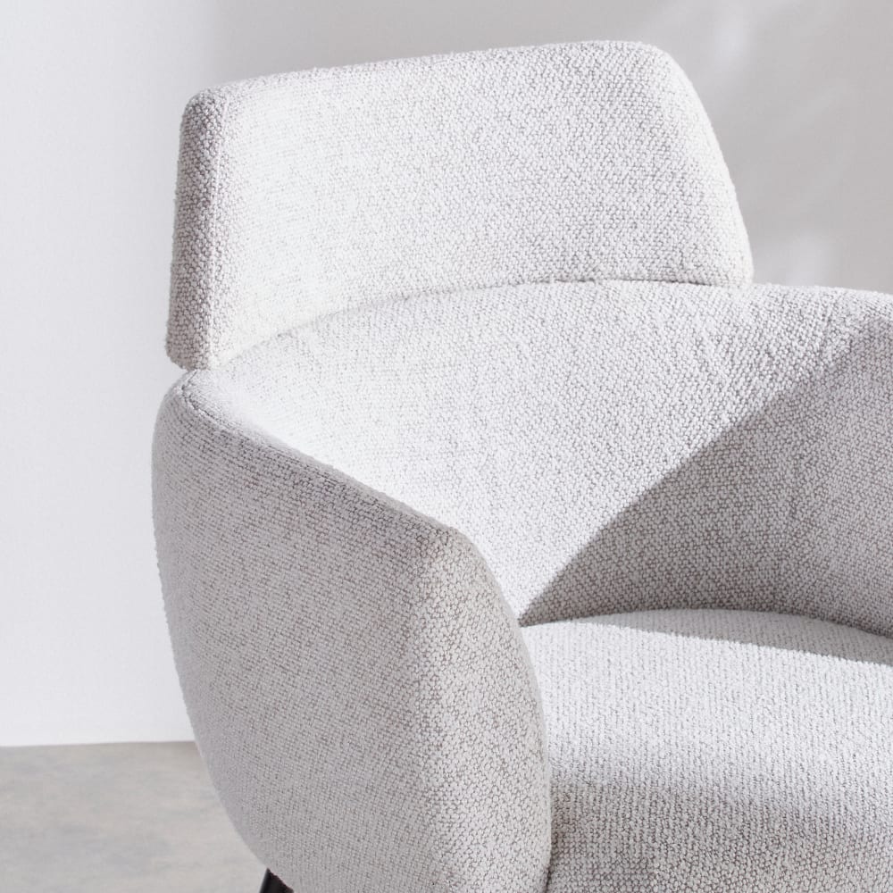 Chaise en tissu polyester gris clair et acier noir — vue 4