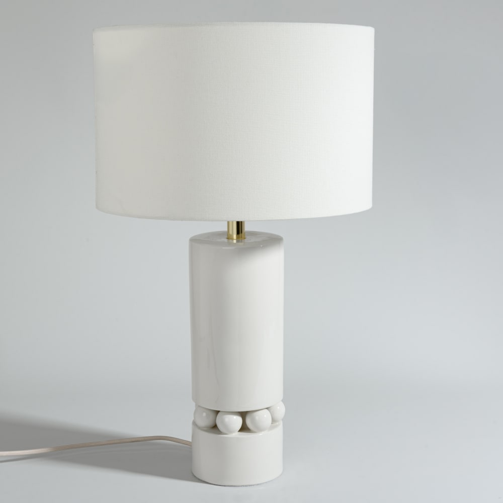 Lampe en céramique et abat-jour crème