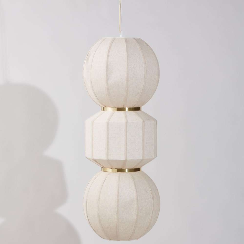 Suspension 3 abat-jours en polyester recyclé crème
