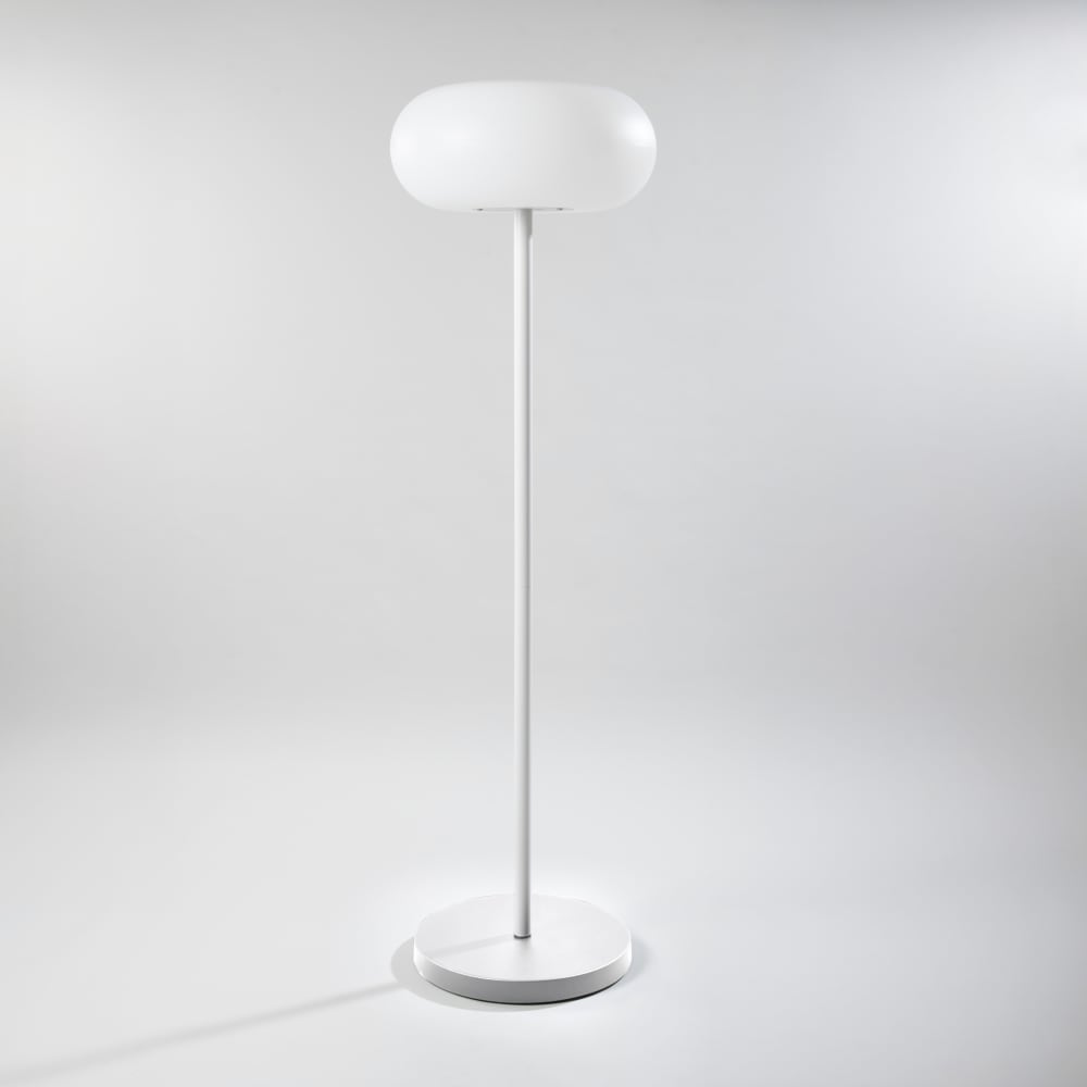 Lampadaire extérieur sans fil et rechargeable en acier blanc H155