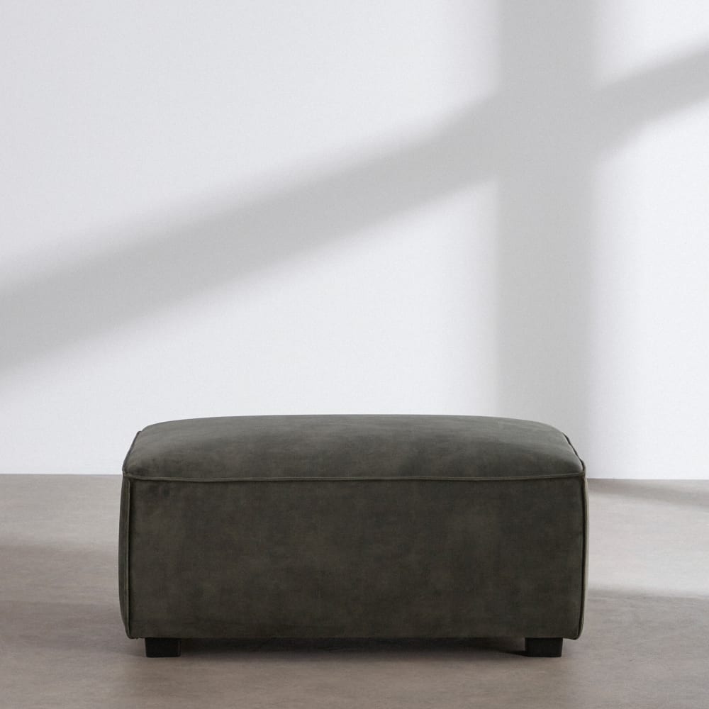 Pouf effet velours vert - kaki