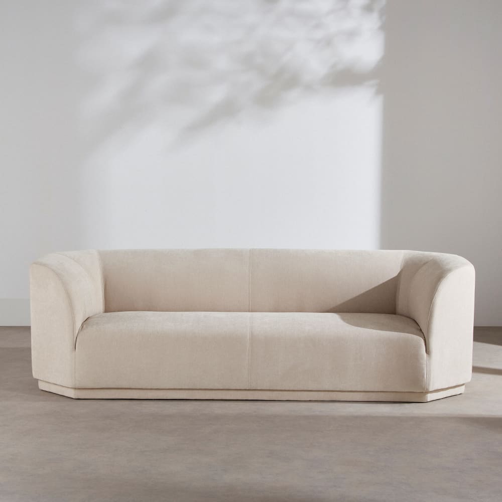 Canapé 3/4 places en textile tramé beige