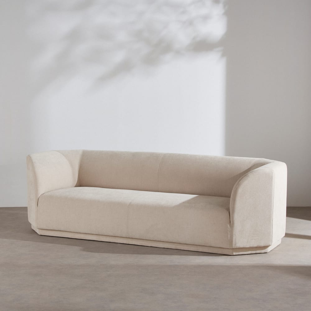 Canapé 3/4 places en textile tramé beige