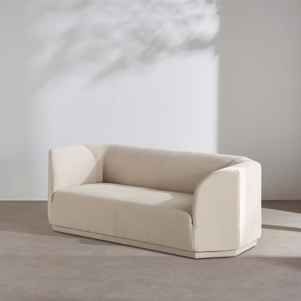 Canapé 2 places en tissu tramé beige — vue 3