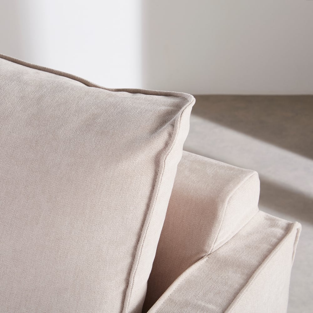 Canapé 3 places déhoussable en tissu polyester tramé beige — vue 4