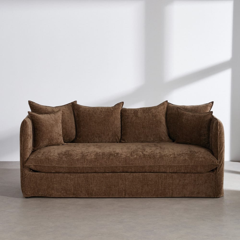 Canapé 3 places effet velours vert kaki