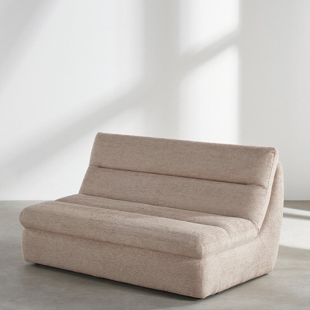 Chauffeuse 2 places en textile tramé coloris toffee