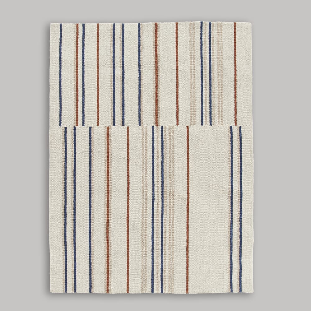 Tapis d'extérieur motifs écrus, bleus et terracotta, 140x200 cm