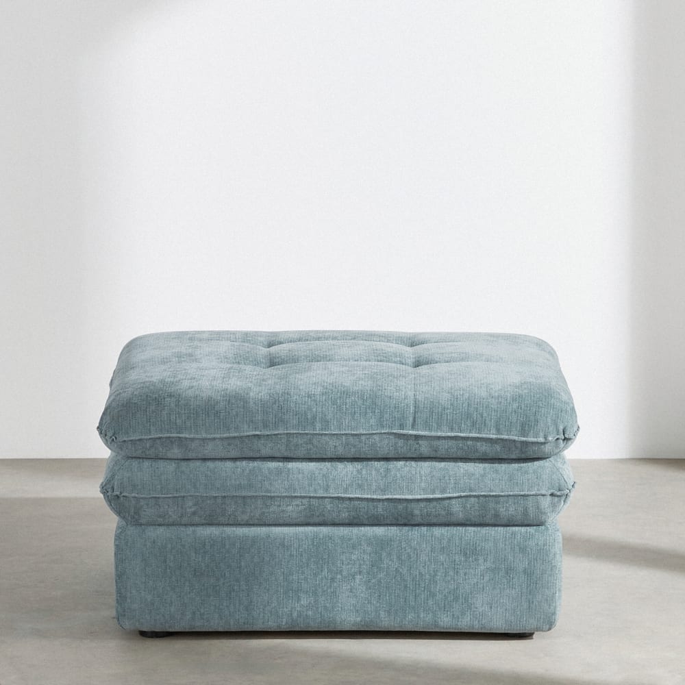 Pouf coffre en polyester recyclé bleu pétrole