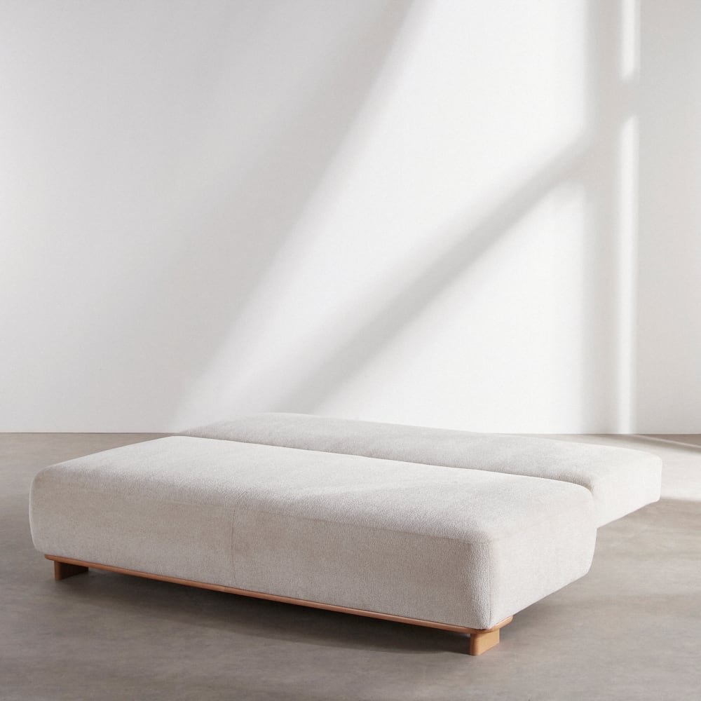 Canapé convertible 2/3 places en polyester recyclé beige — vue 3