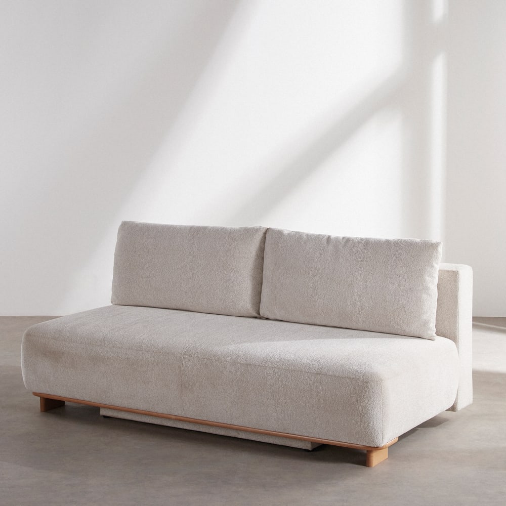 Canapé convertible 2/3 places en polyester recyclé beige — vue 4