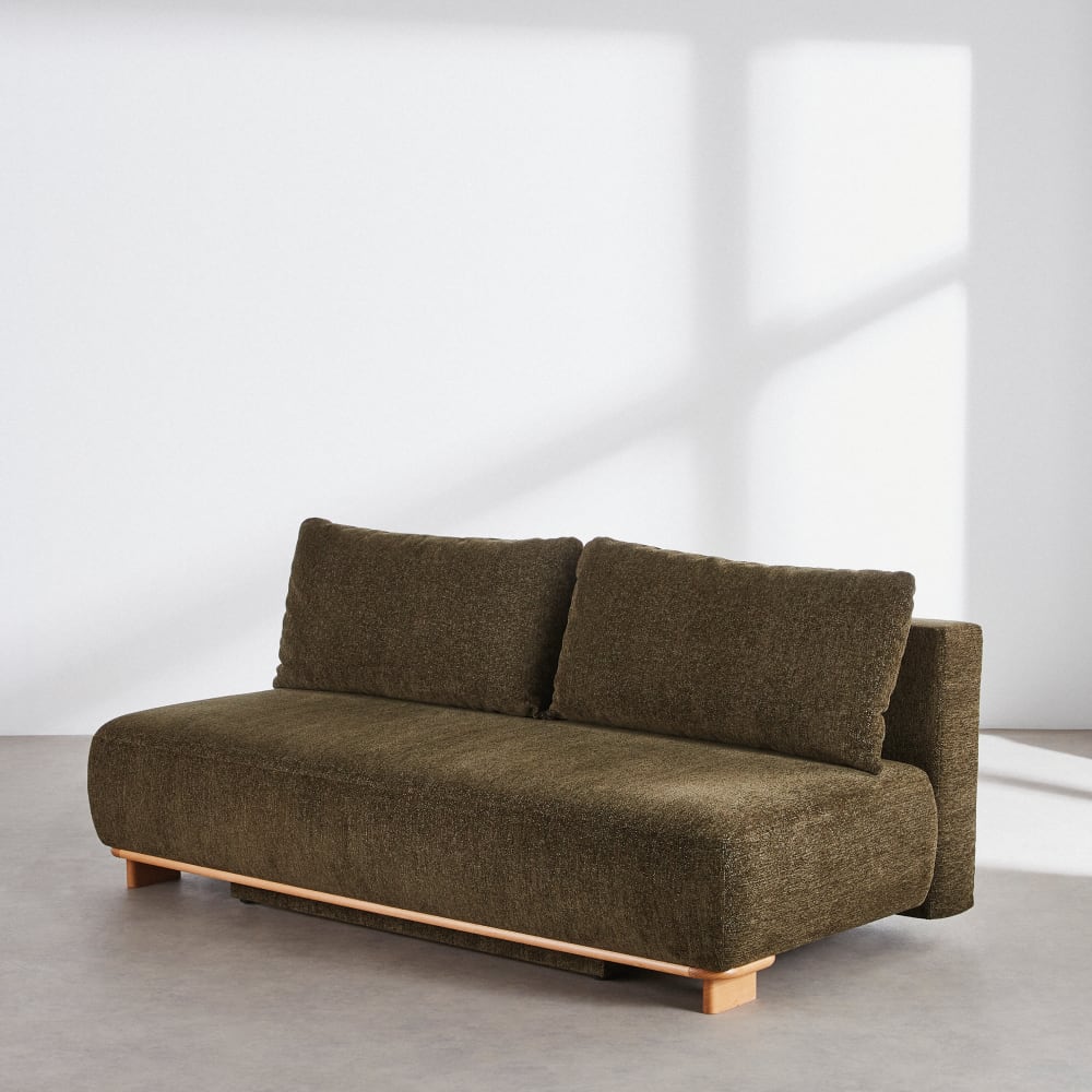 Canapé convertible 2/3 places en textile recyclé vert kaki