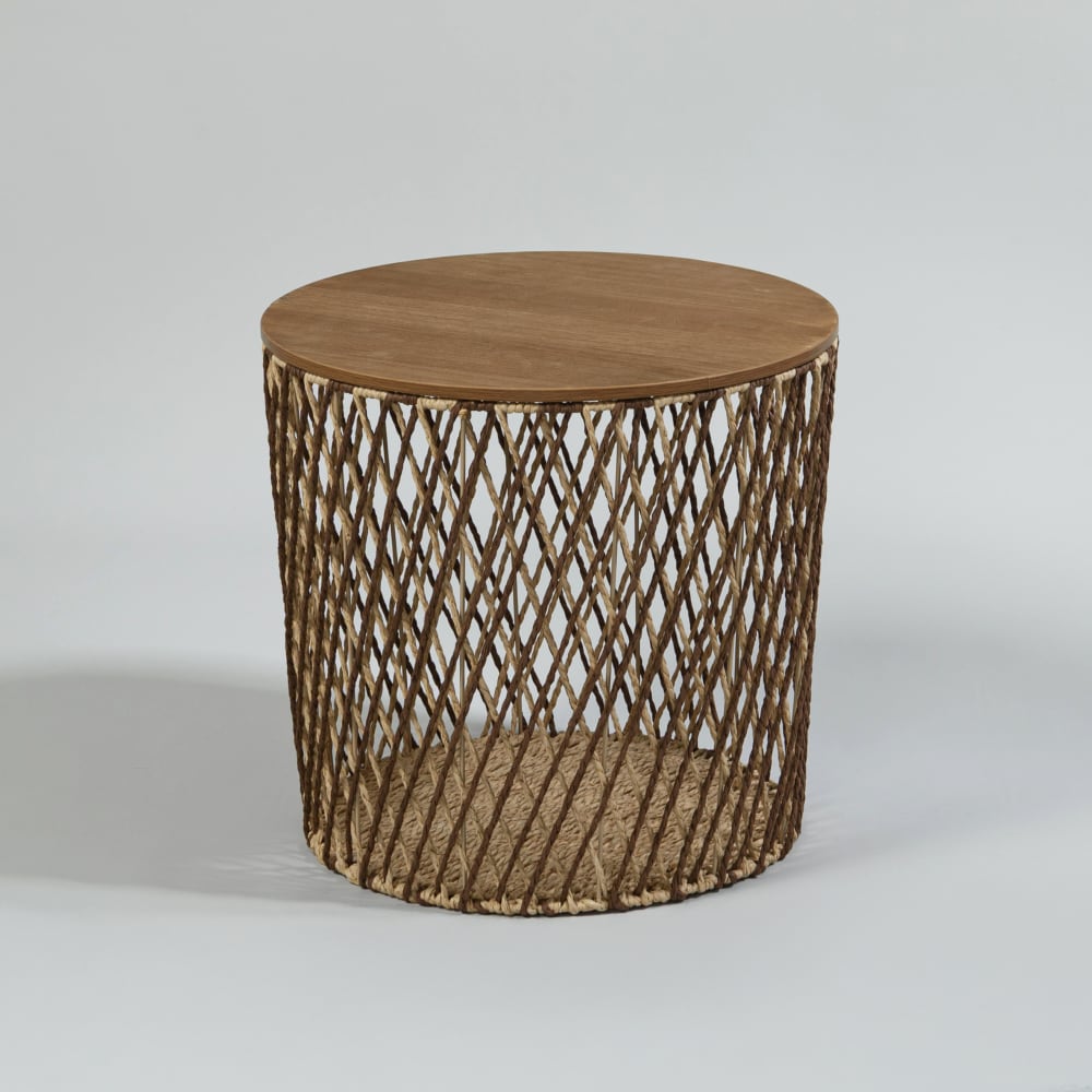 Bout de canapé en fer forgé et papier beige