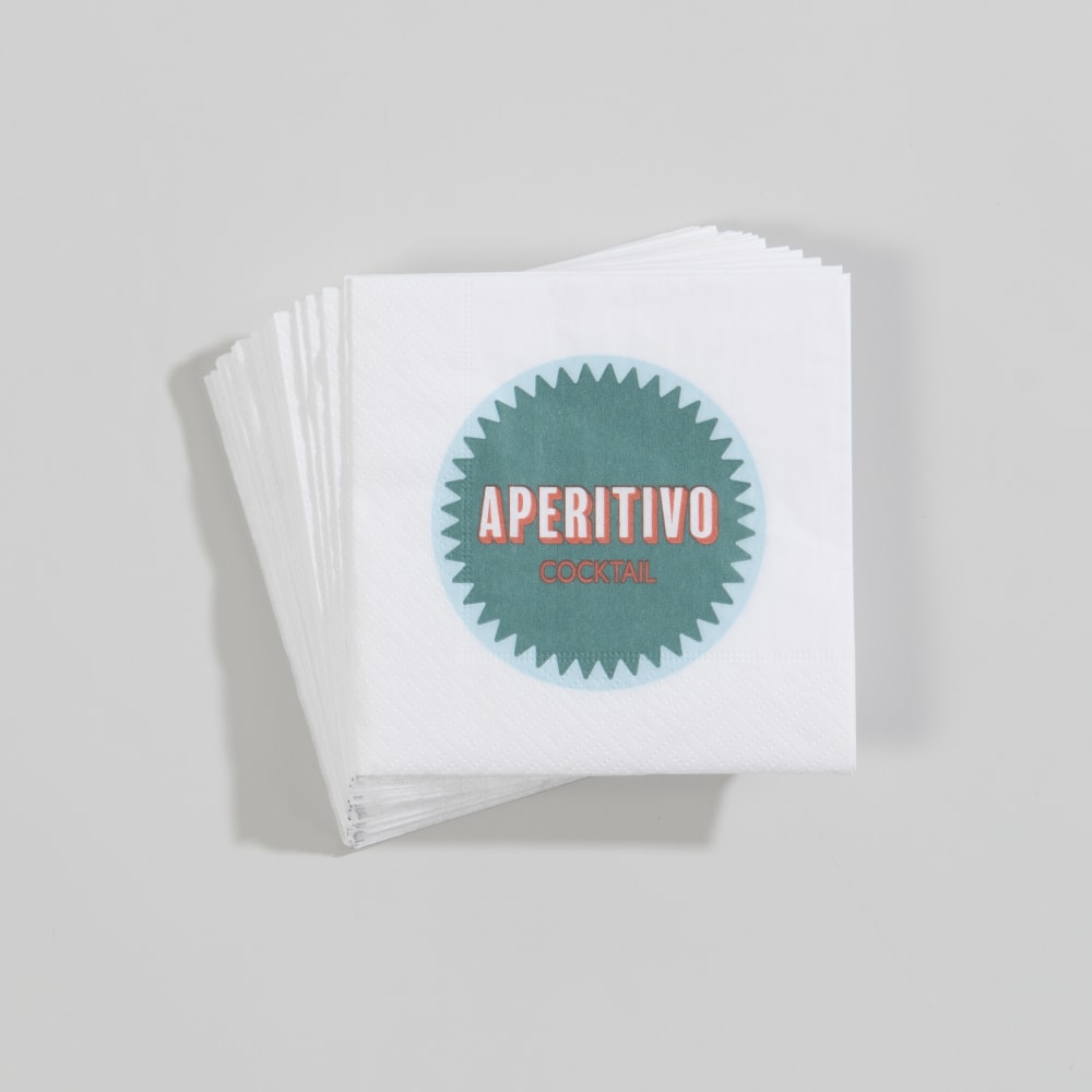 Serviette cocktail en papier blanc, vert et orange (x20)