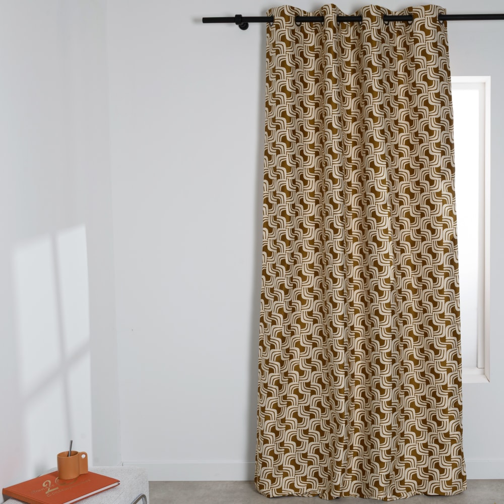 Rideau à oeillet épais tissé jacquard motifs abstraits bicolore à l'unité 140x300