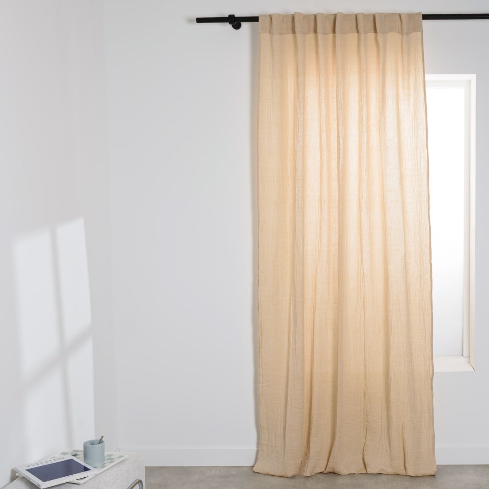 Rideau à pattes cachées en gaze de coton sable à l'unité 140x250