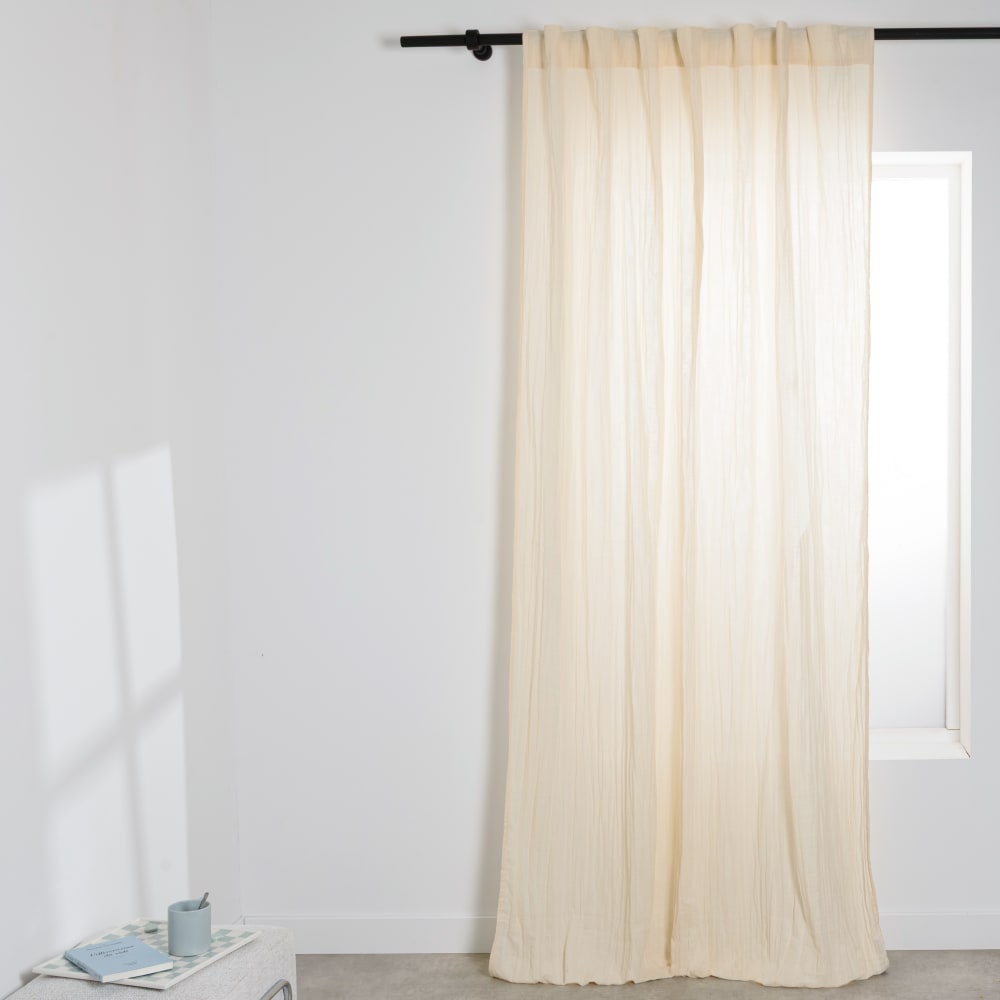 Rideau à pattes cachées en gaze de coton écrue à l'unité 140x250