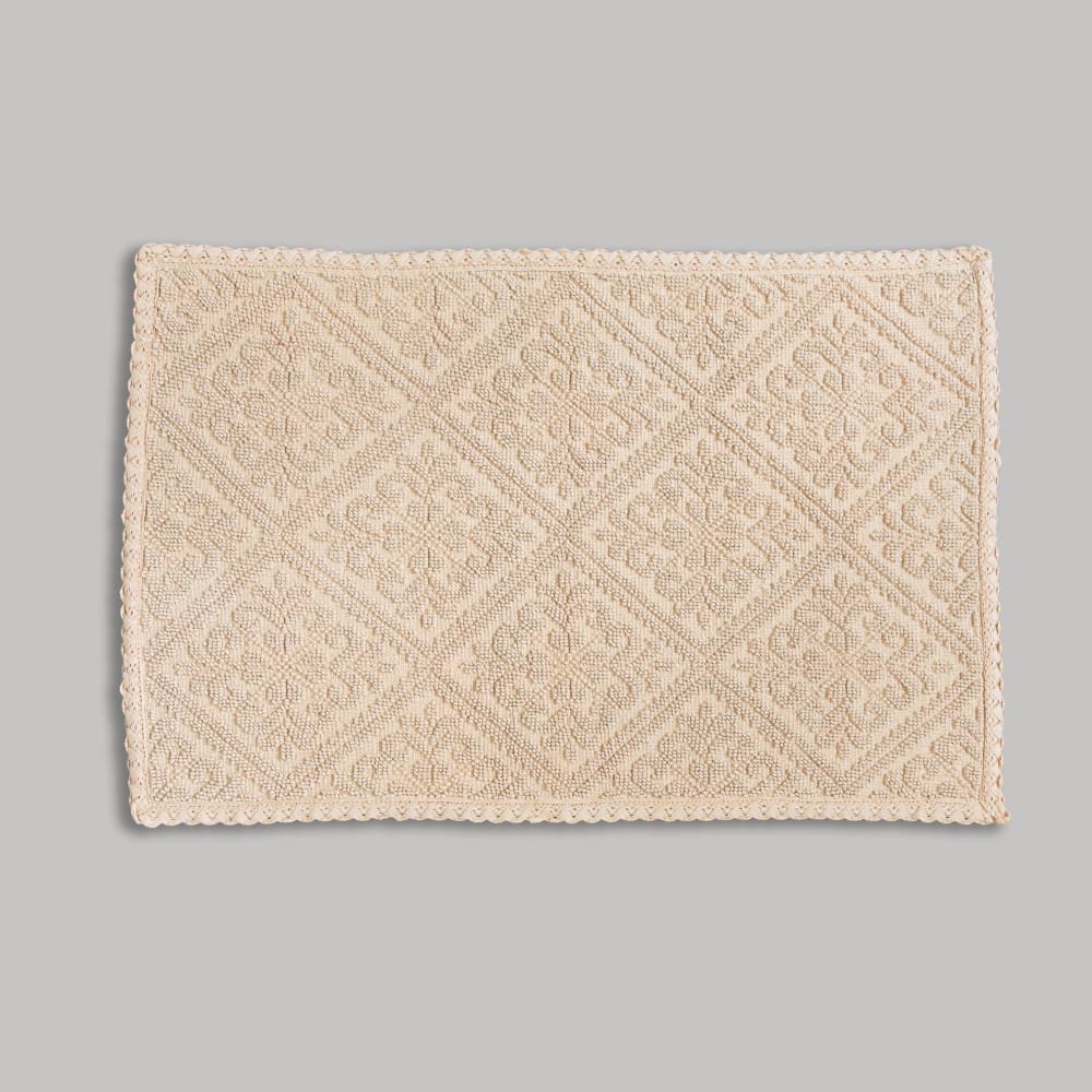 Tapis coton motif classique et dentelle beige 60x90