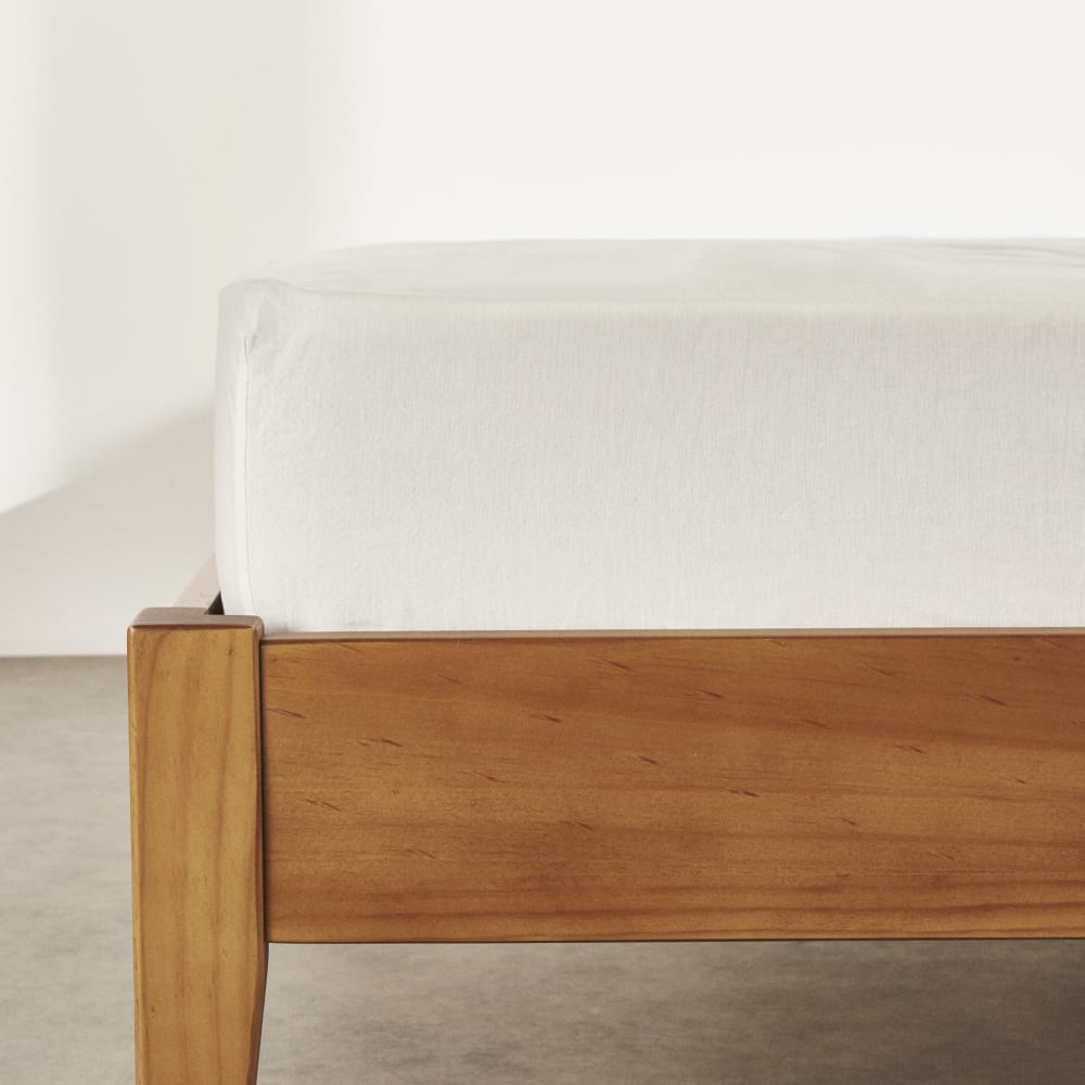 Drap housse en coton bio écru 90x200