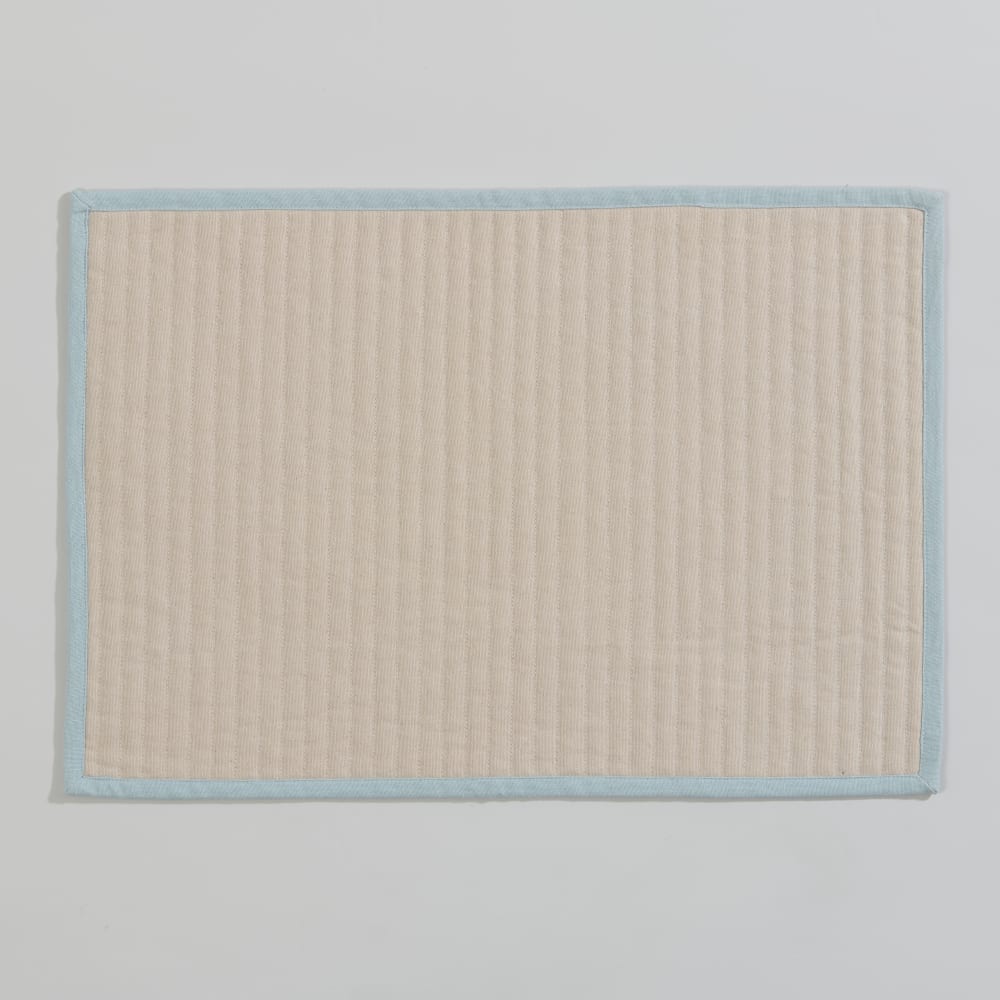 Set de table en coton matelassé beige et bleu 33x48