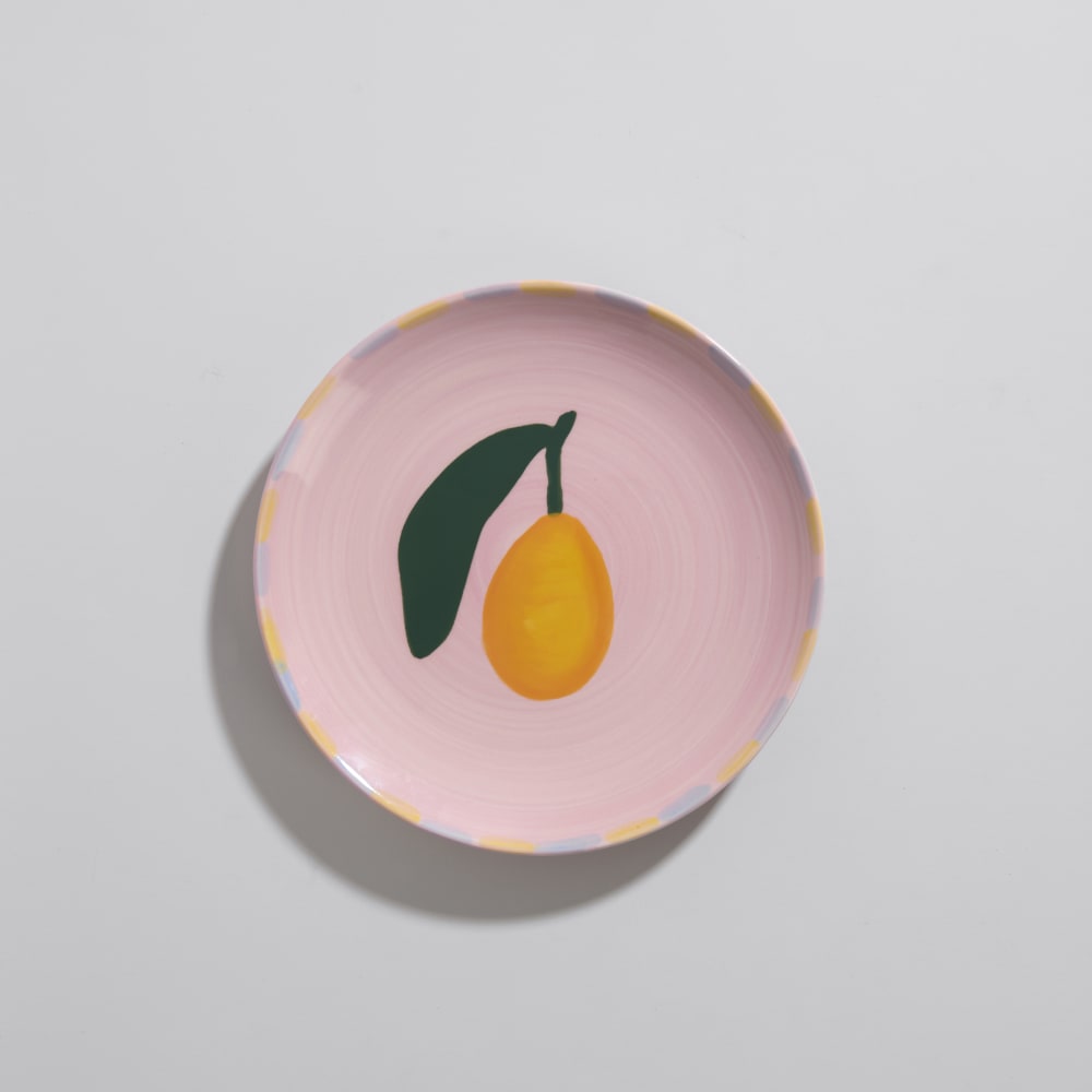 Assiette à dessert en céramique motif fruit multicolore