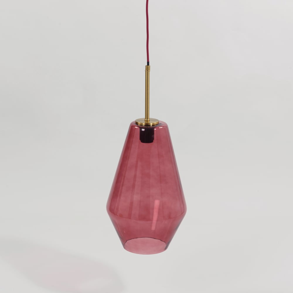 Suspension en verre teinté bordeaux
