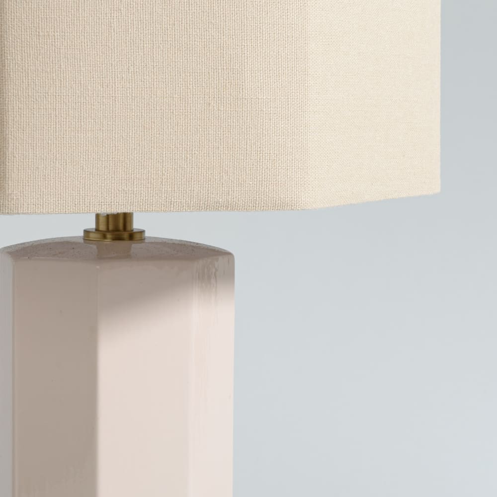 Lampe en céramique et abat-jour en polyester recyclé crème - Maisons du Monde