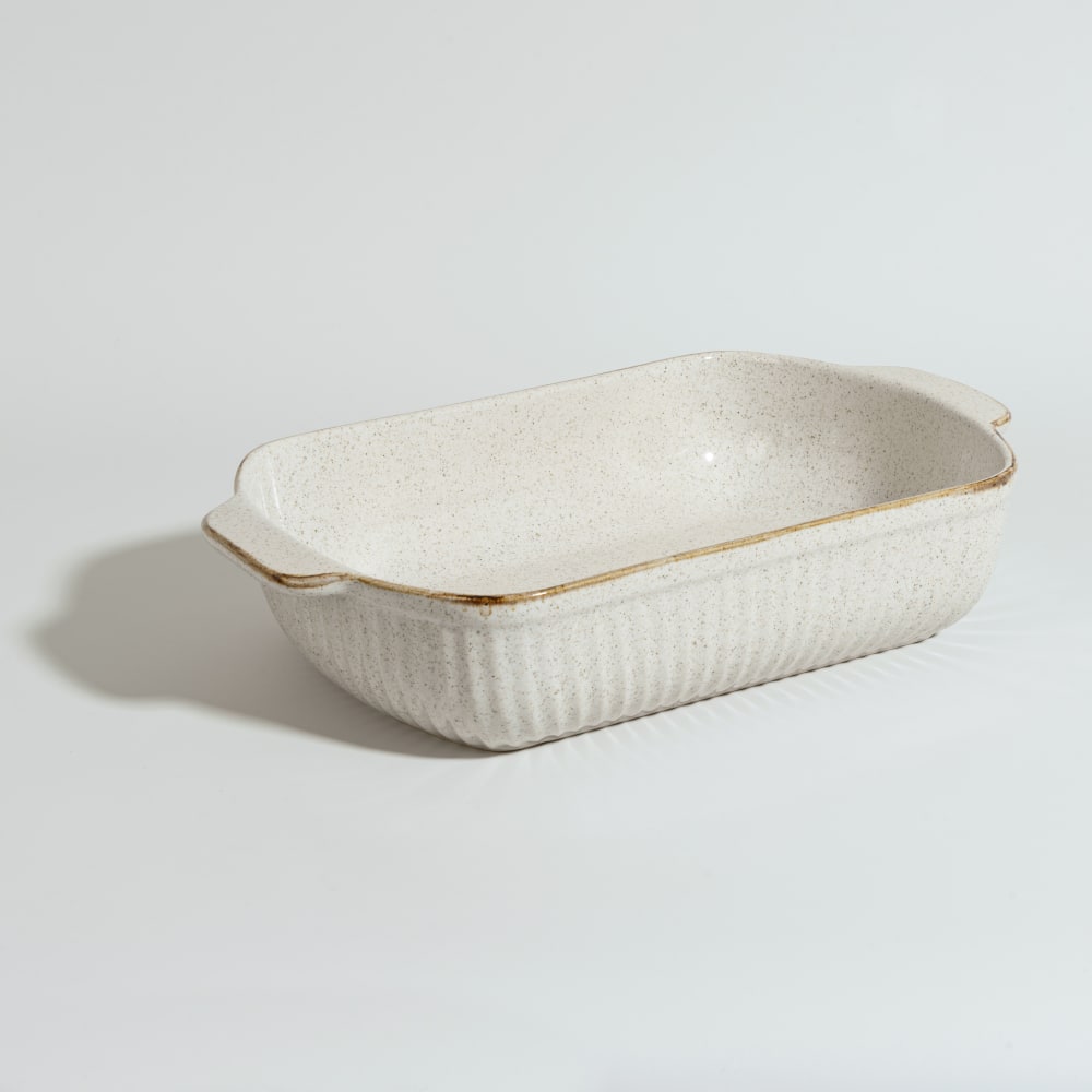 Plat à four en grès beige