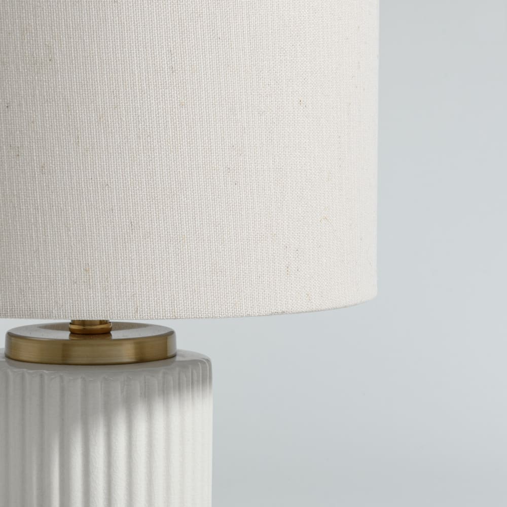 Lampe en céramique et abat-jour crème, H32 cm — vue 3