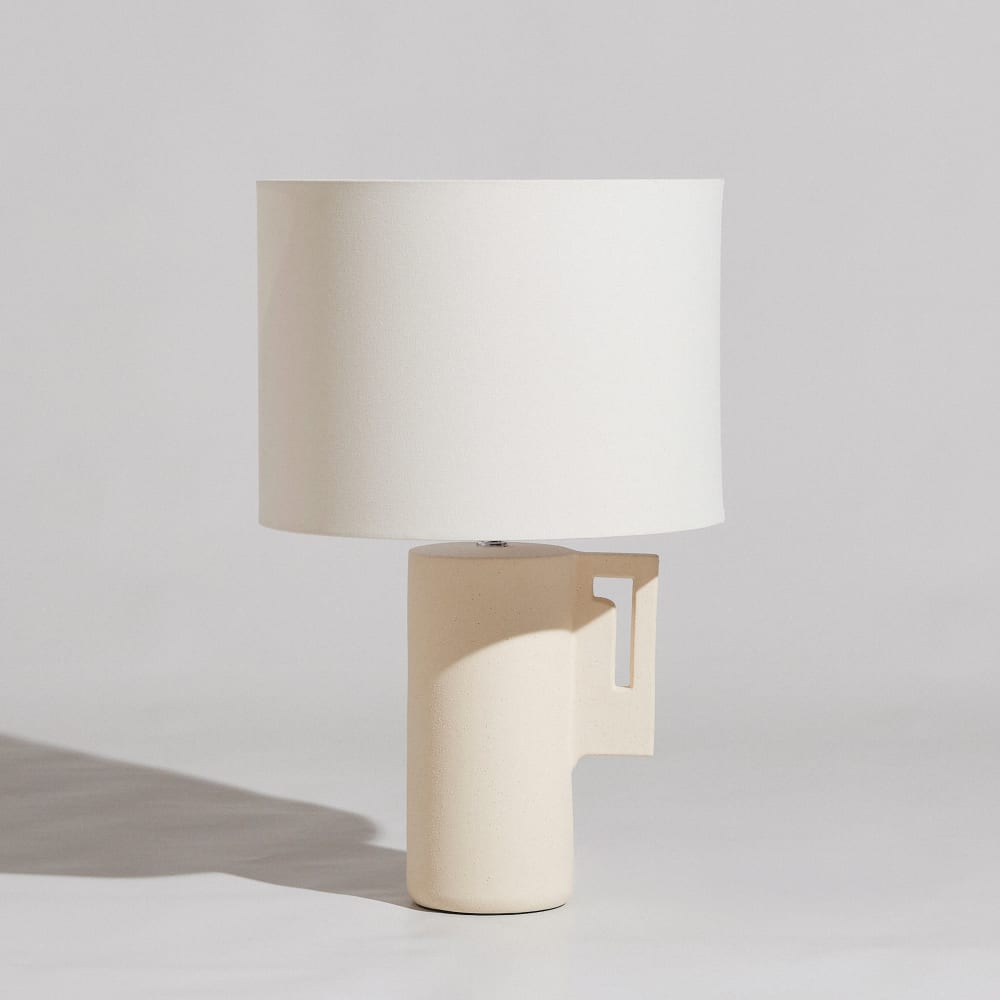 Lampe en céramique avec abat-jour crème, H60 cm