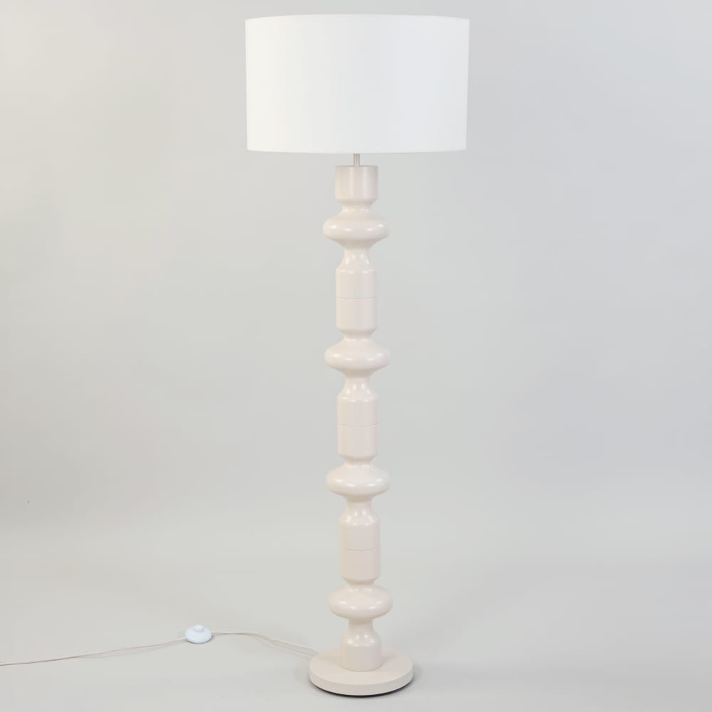 Lampadaire en acier et abat-jour beige crème, H157 cm