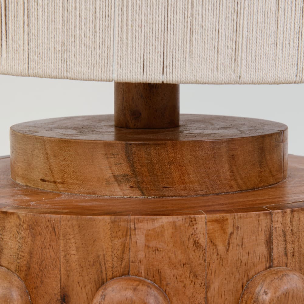 Lampadaire en bois d'acacia et abat-jour crème, H106 cm — vue 4