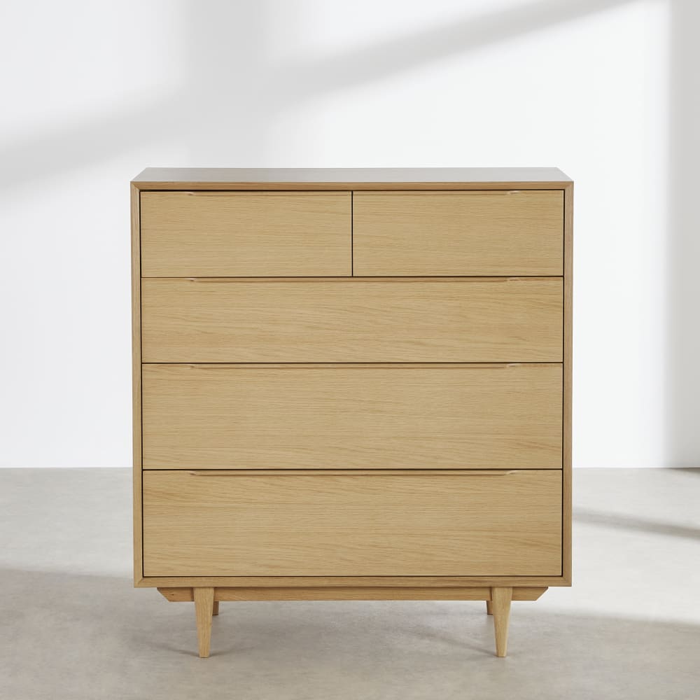Commode en placage chêne, L100 cm — vue 3