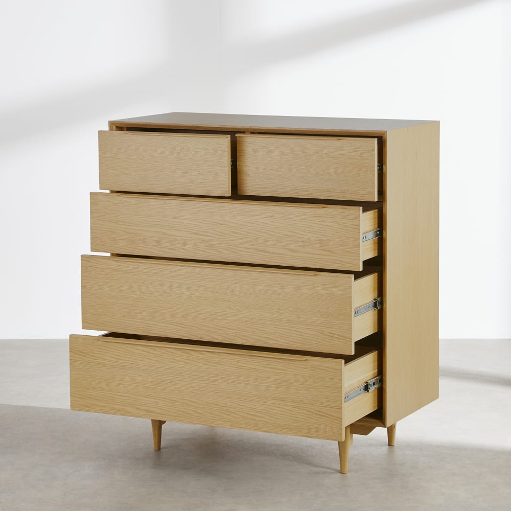 Commode en placage chêne, L100 cm — vue 4