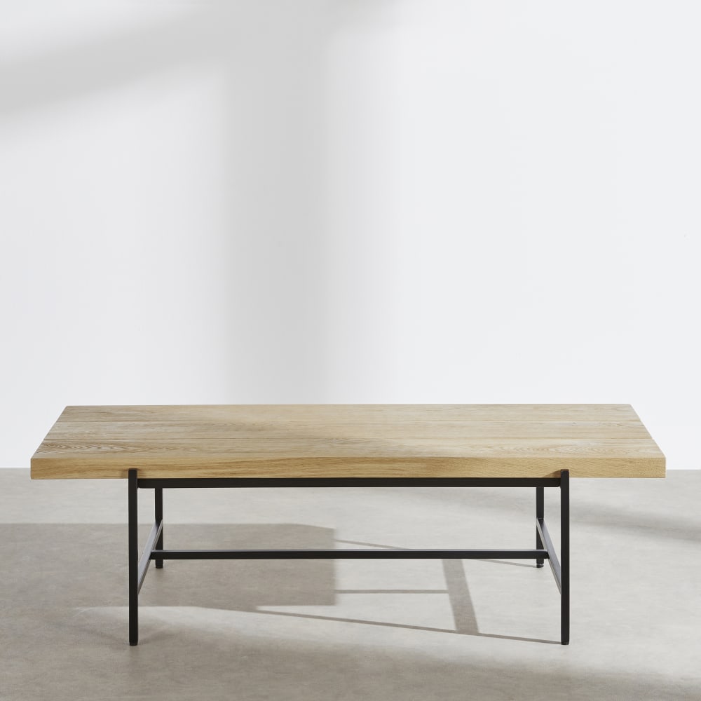 Couchtisch aus schwarzem Stahl und Eichenholz, L 120 cm - Maisons