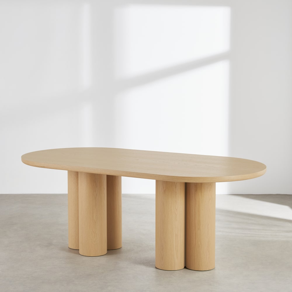 Table à manger ovale placage chêne clair, L200 cm — vue 3