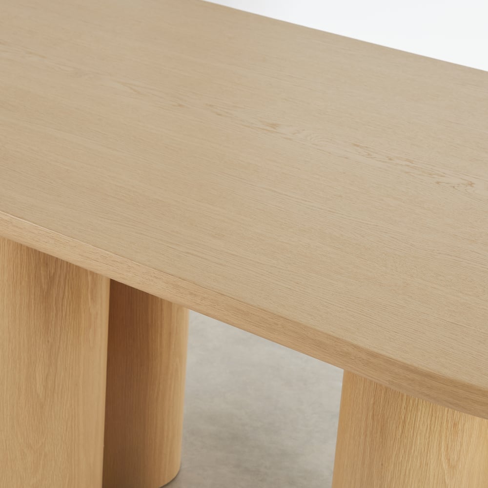 Table à manger ovale placage chêne clair, L200 cm — vue 4