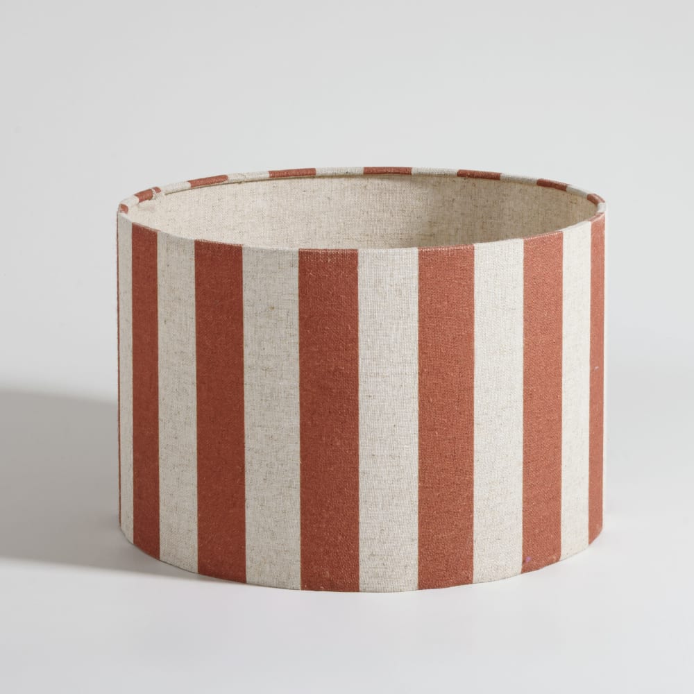 Abat-jour en polyester recyclé à rayures marrons et beiges