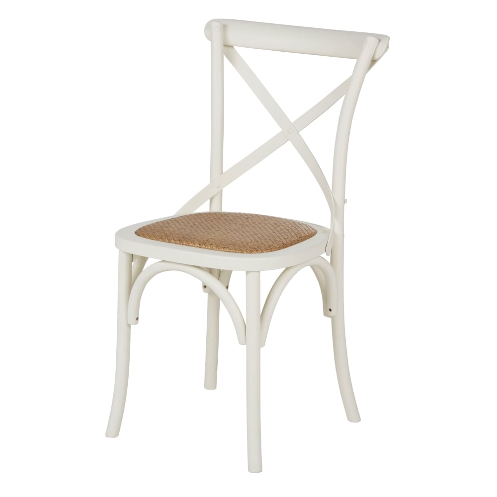 Chaise bistrot en hêtre et rotin écru