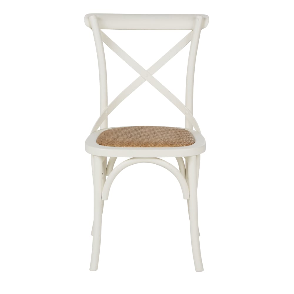 Chaise bistrot en hêtre et rotin écru